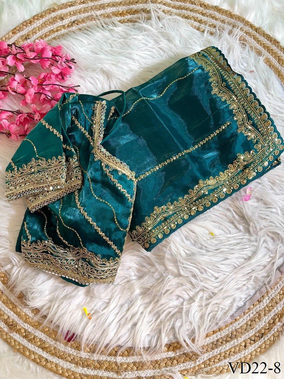 Pure Soft Zimmy Choo Silk With Embroidery Sequience Work Saree