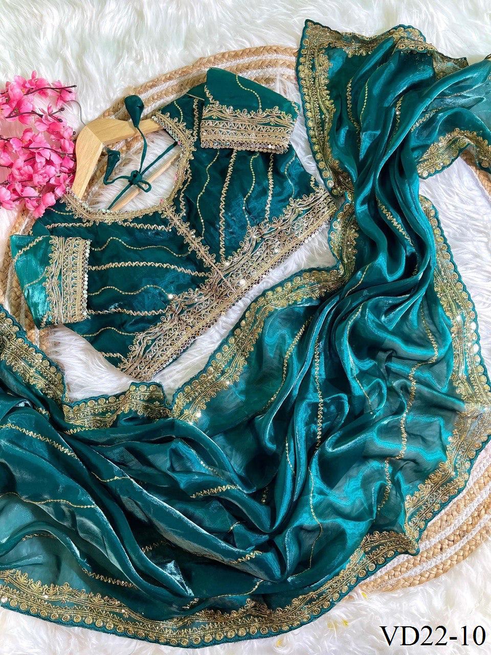 Pure Soft Zimmy Choo Silk With Embroidery Sequience Work Saree