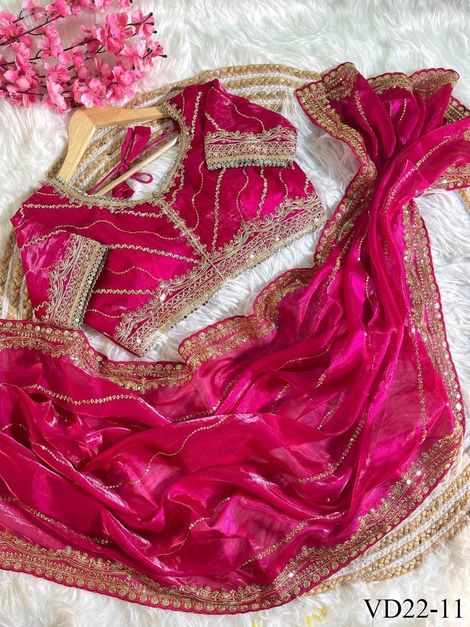 Pure Soft Zimmy Choo Silk With Embroidery Sequience Work Saree