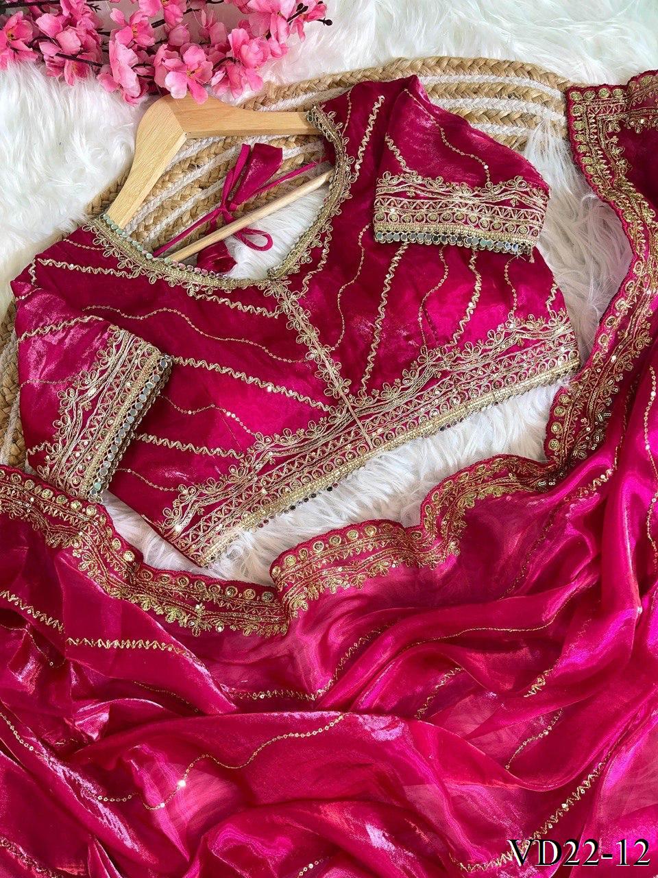 Pure Soft Zimmy Choo Silk With Embroidery Sequience Work Saree