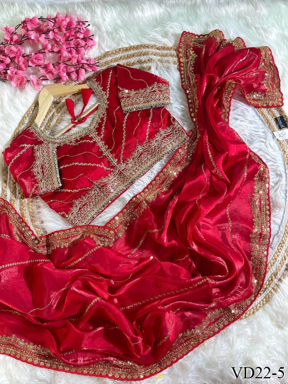 Pure Soft Zimmy Choo Silk With Embroidery Sequience Work Saree