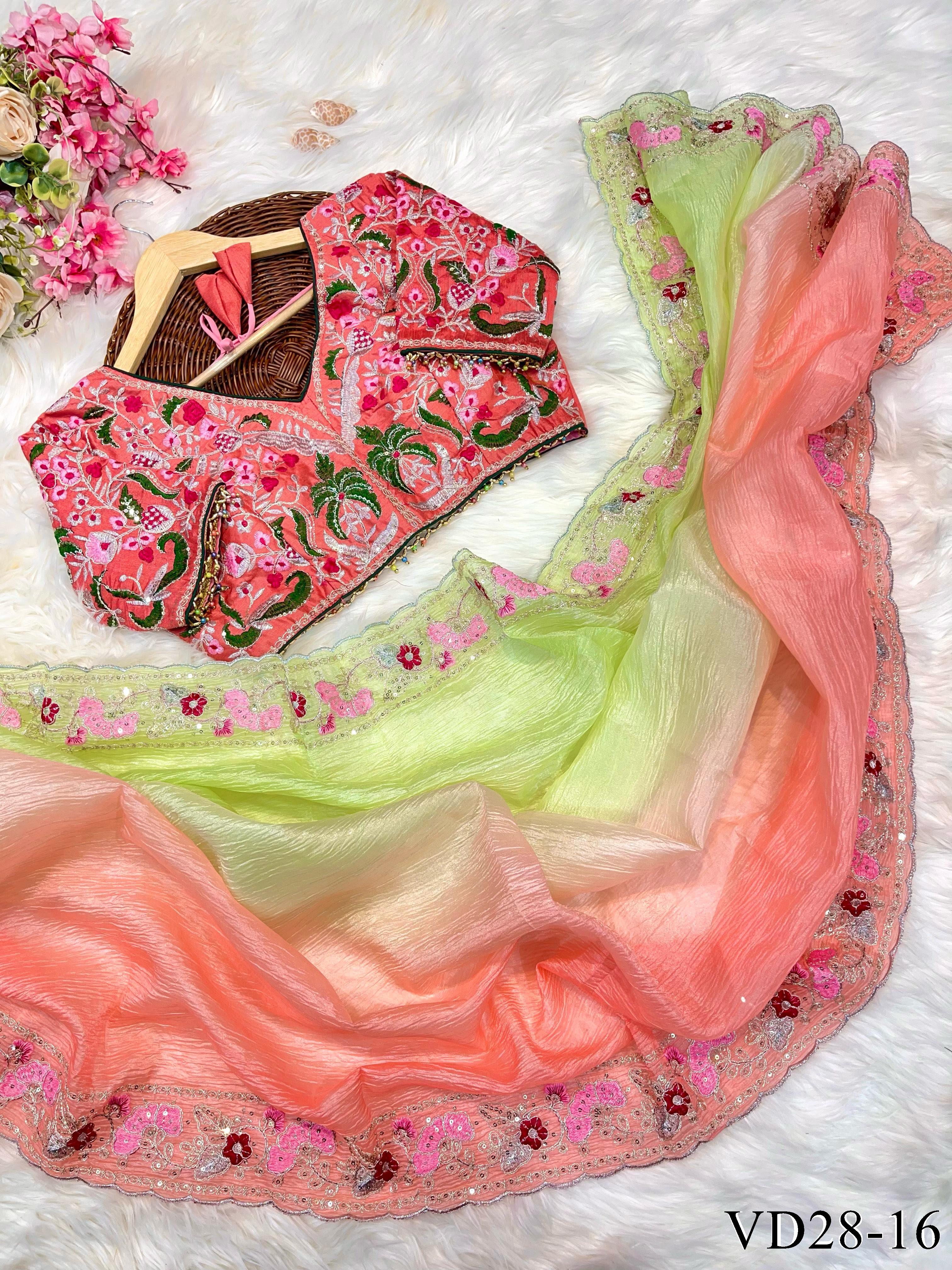 Pure Soft Candy Crush With Coding Sequience Work Saree