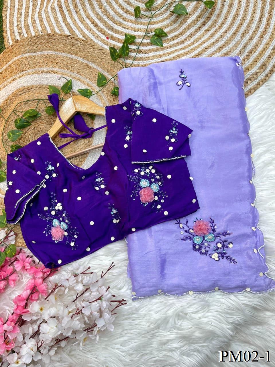 Very Soft And Beautifull Hand Work Saree