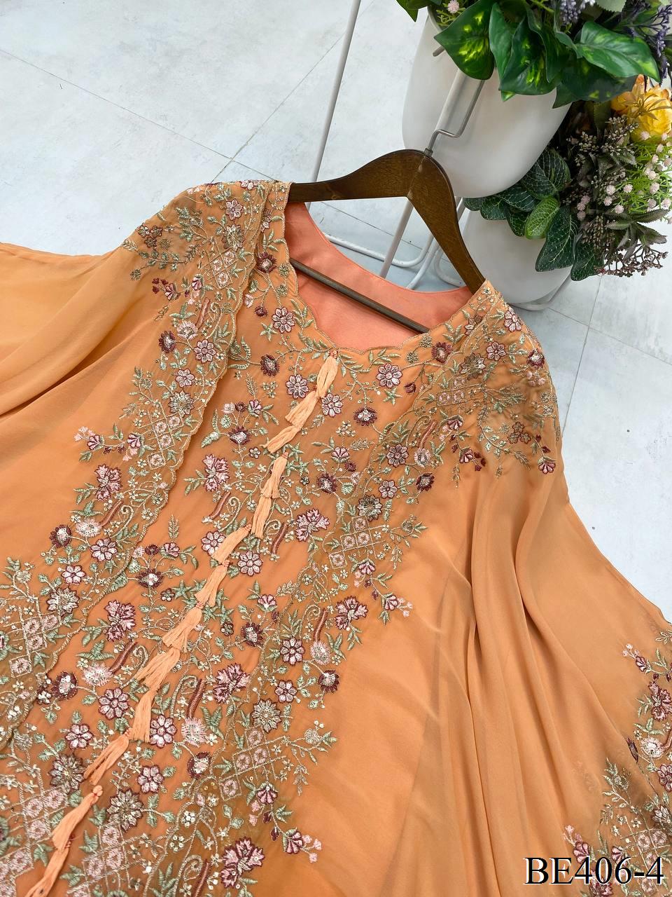 Beautifull Faux Georgette Sequience Embroidery Work Top Plazzo