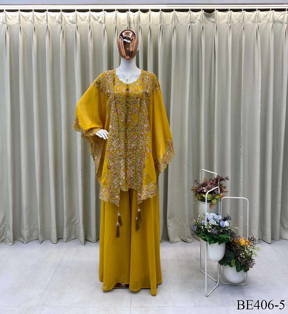 Beautifull Faux Georgette Sequience Embroidery Work Top Plazzo