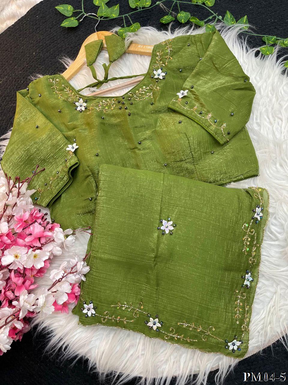 Beautifull Elegent Rich Look With Hand Khatli Work Saree