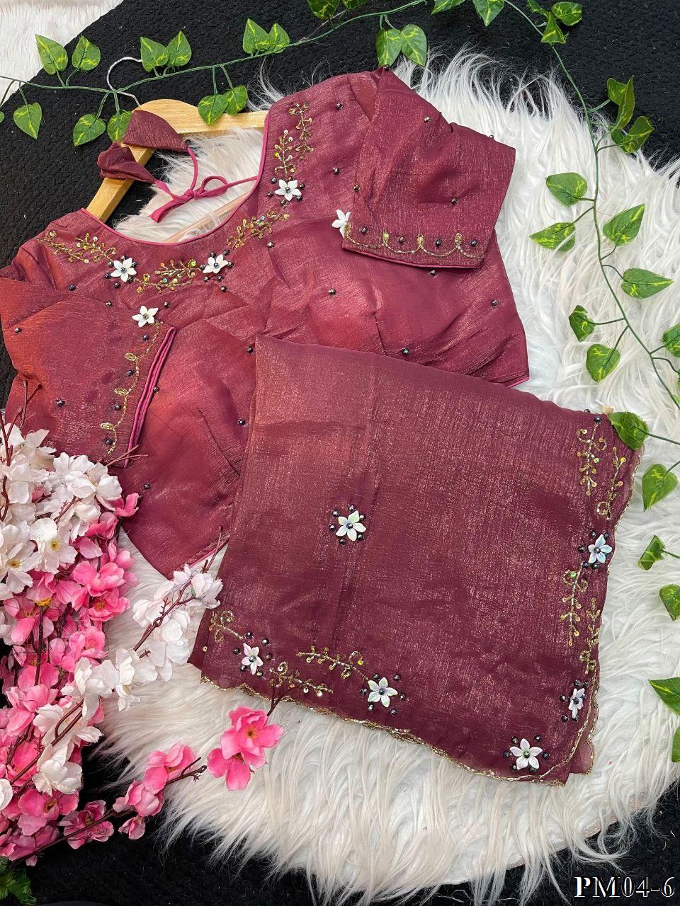 Beautifull Elegent Rich Look With Hand Khatli Work Saree