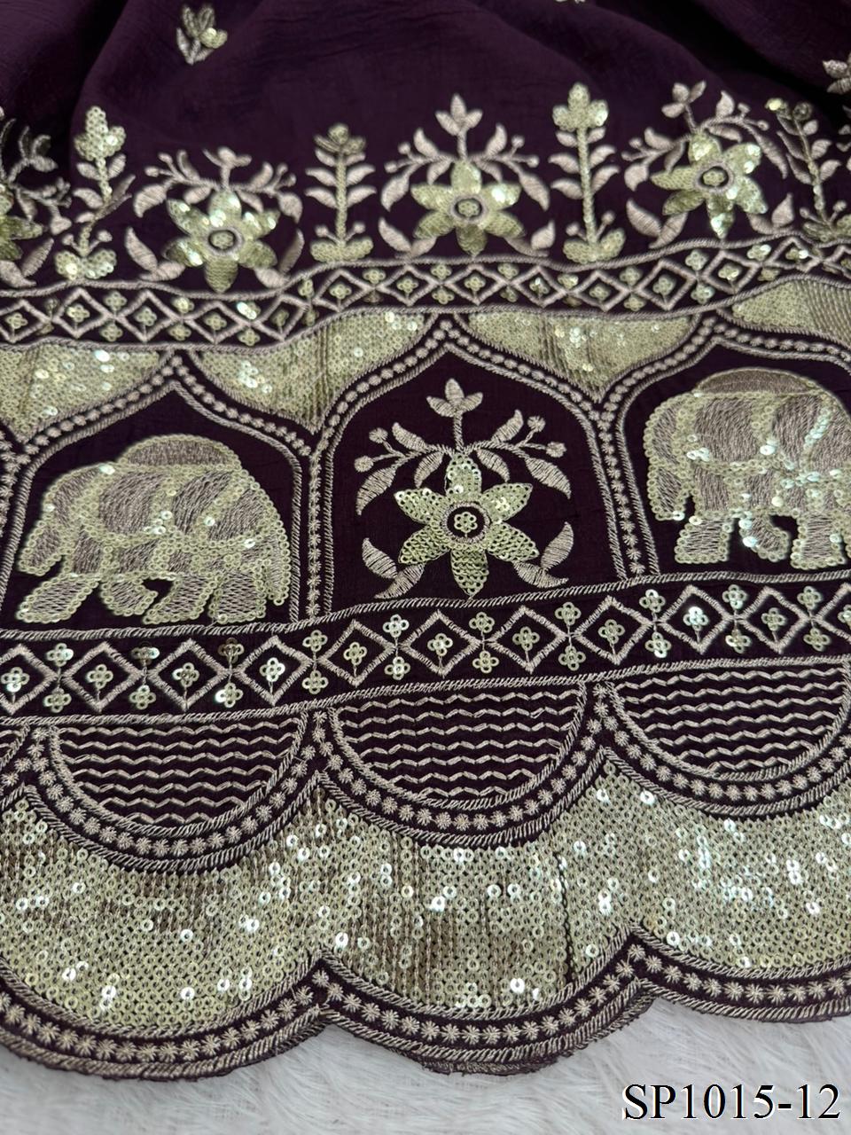 Beautifull Crunchy Silk With Designer Embroidery Work Gown