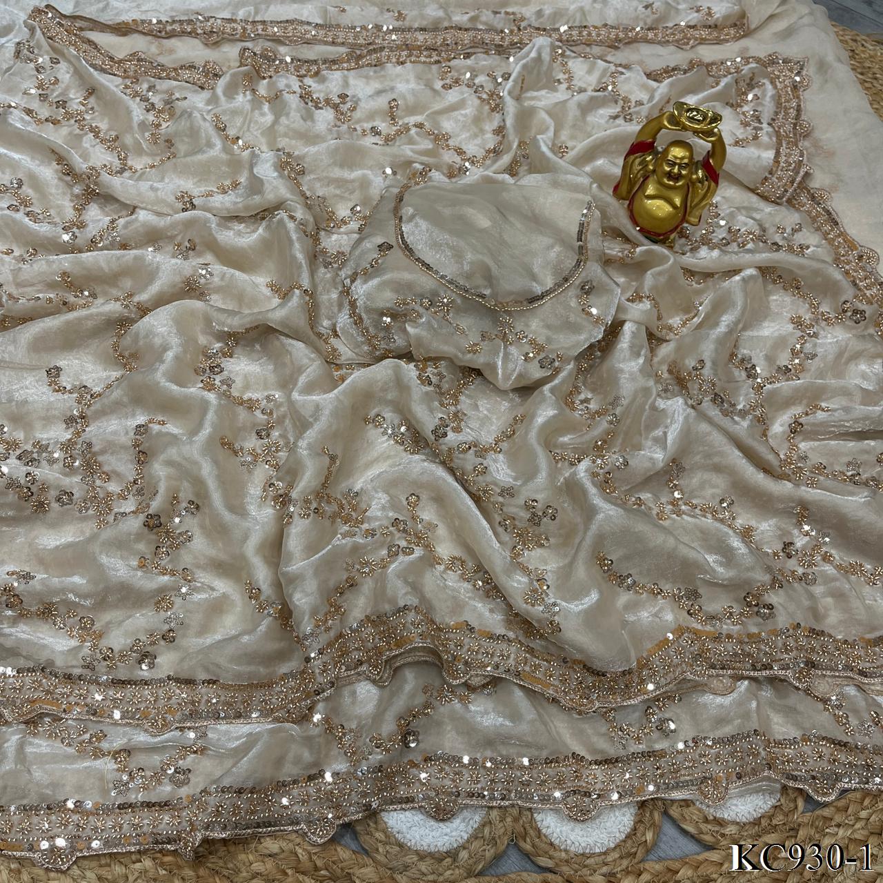 Beautifull Space Silk With Sequienc eAnd Cutdana Work Saree