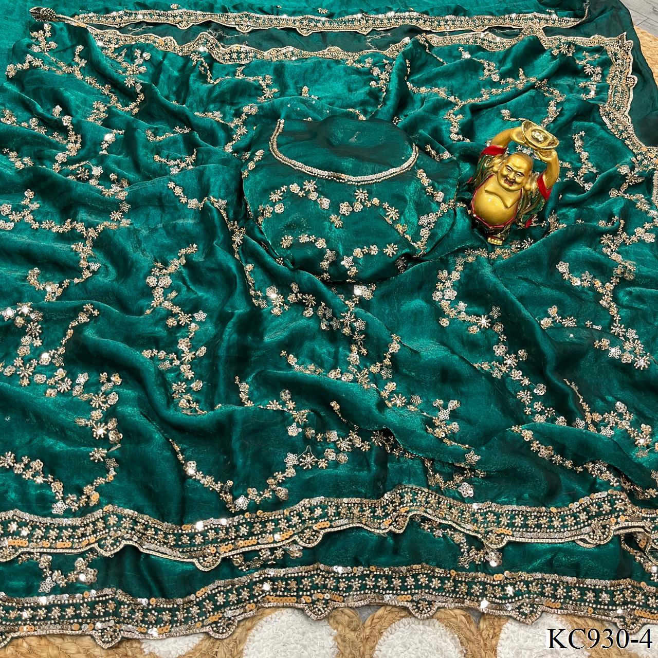 Beautifull Space Silk With Sequienc eAnd Cutdana Work Saree