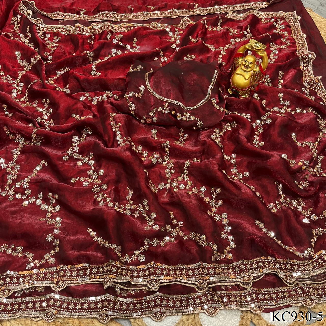 Beautifull Space Silk With Sequienc eAnd Cutdana Work Saree