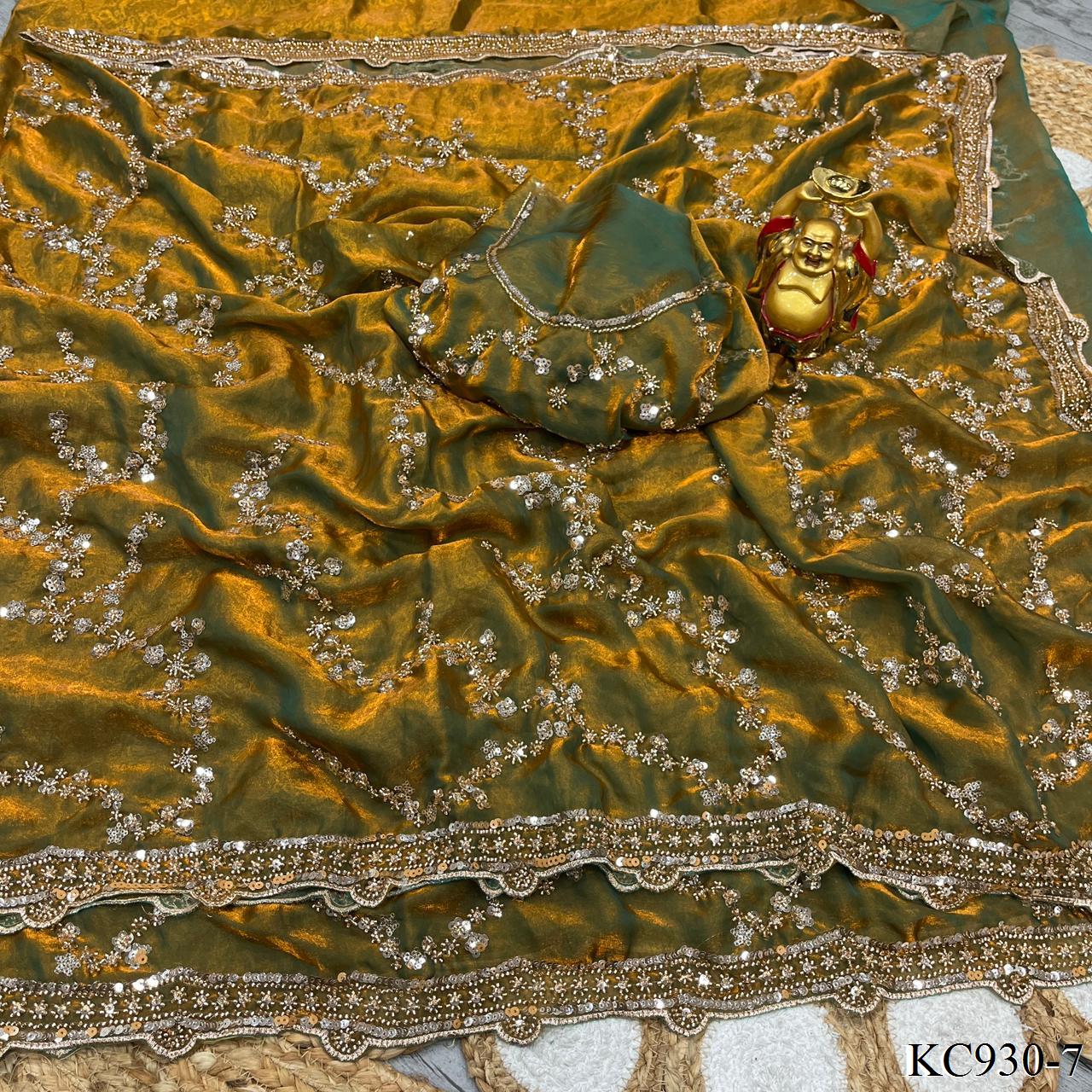 Beautifull Space Silk With Sequienc eAnd Cutdana Work Saree