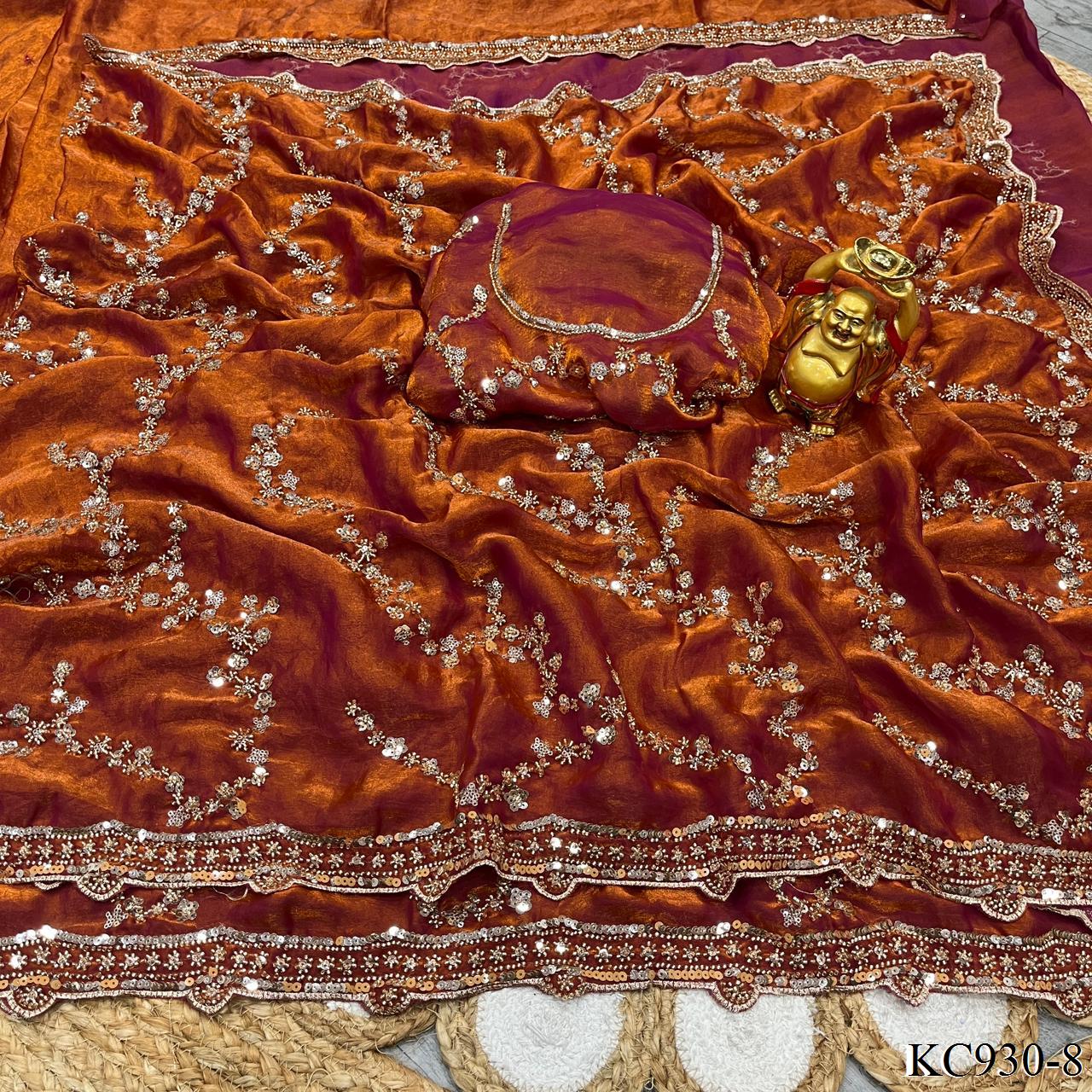 Beautifull Space Silk With Sequienc eAnd Cutdana Work Saree
