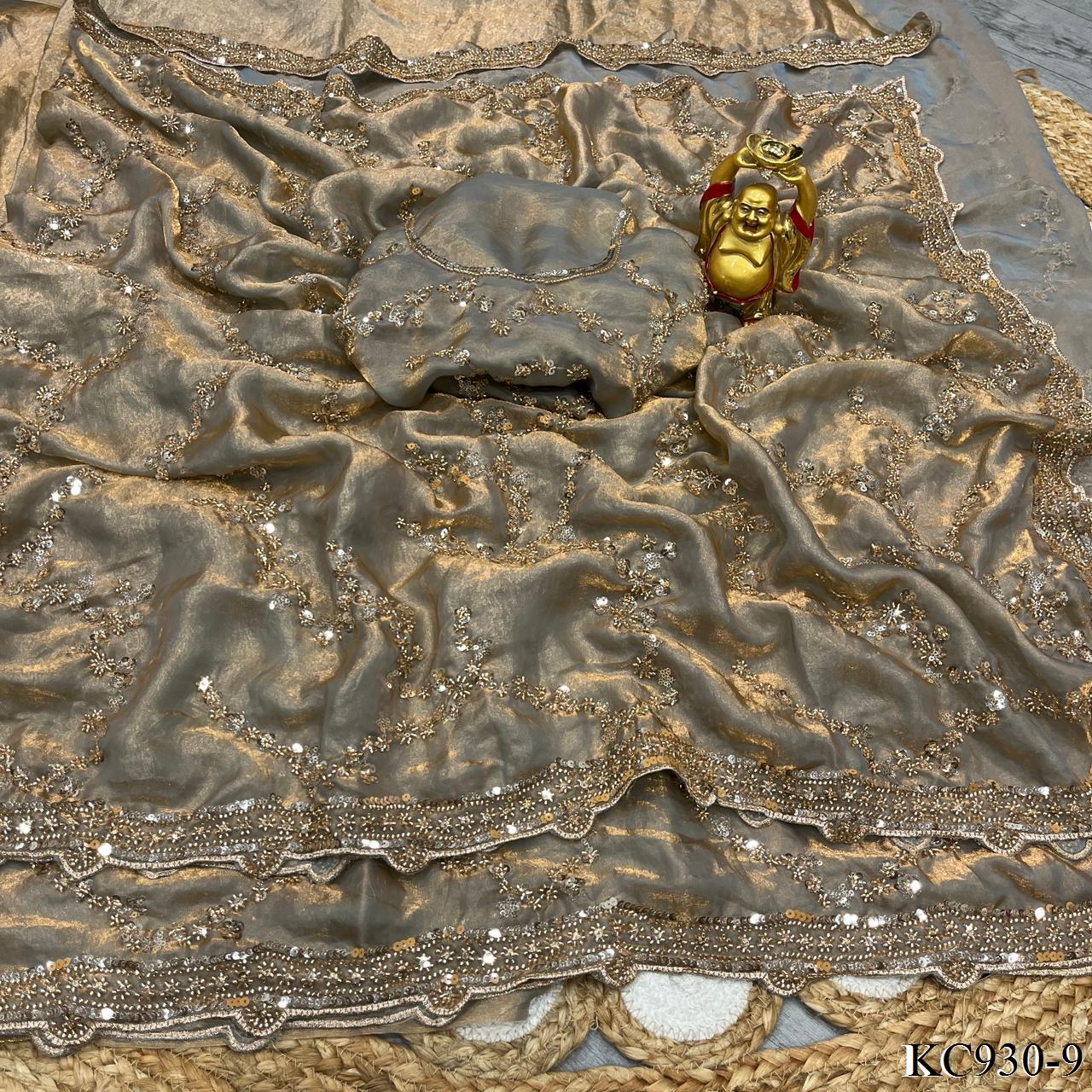 Beautifull Space Silk With Sequienc eAnd Cutdana Work Saree