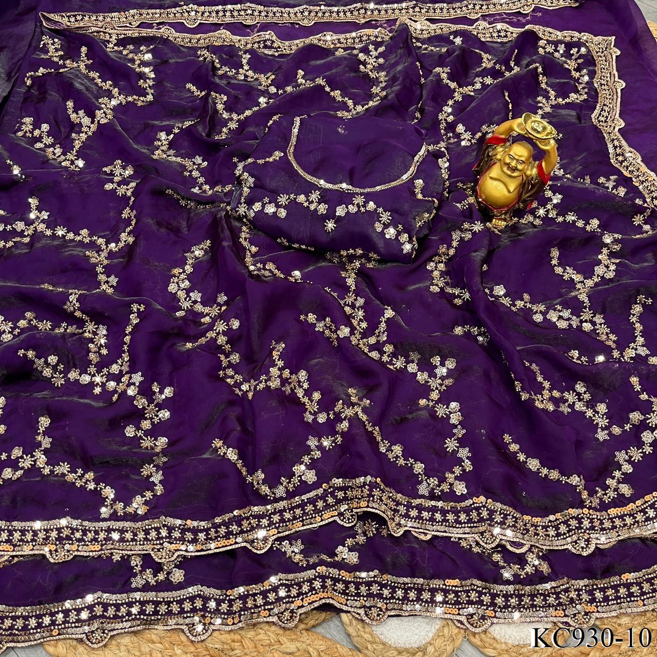 Beautifull Space Silk With Sequienc eAnd Cutdana Work Saree