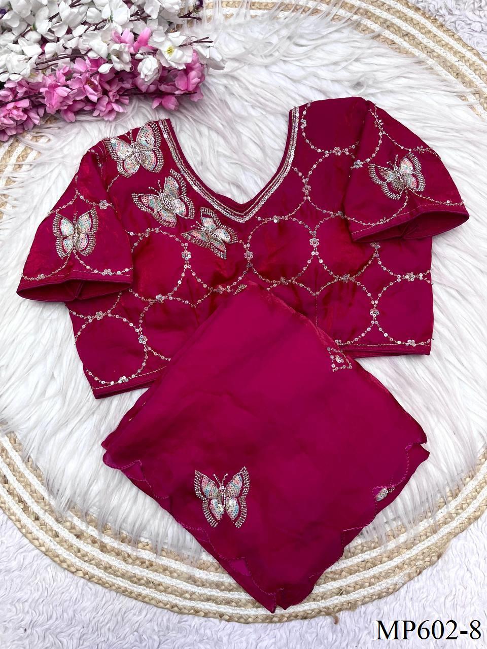 Beautifull Fendy Satin Silk With Khatli Bits Work Saree