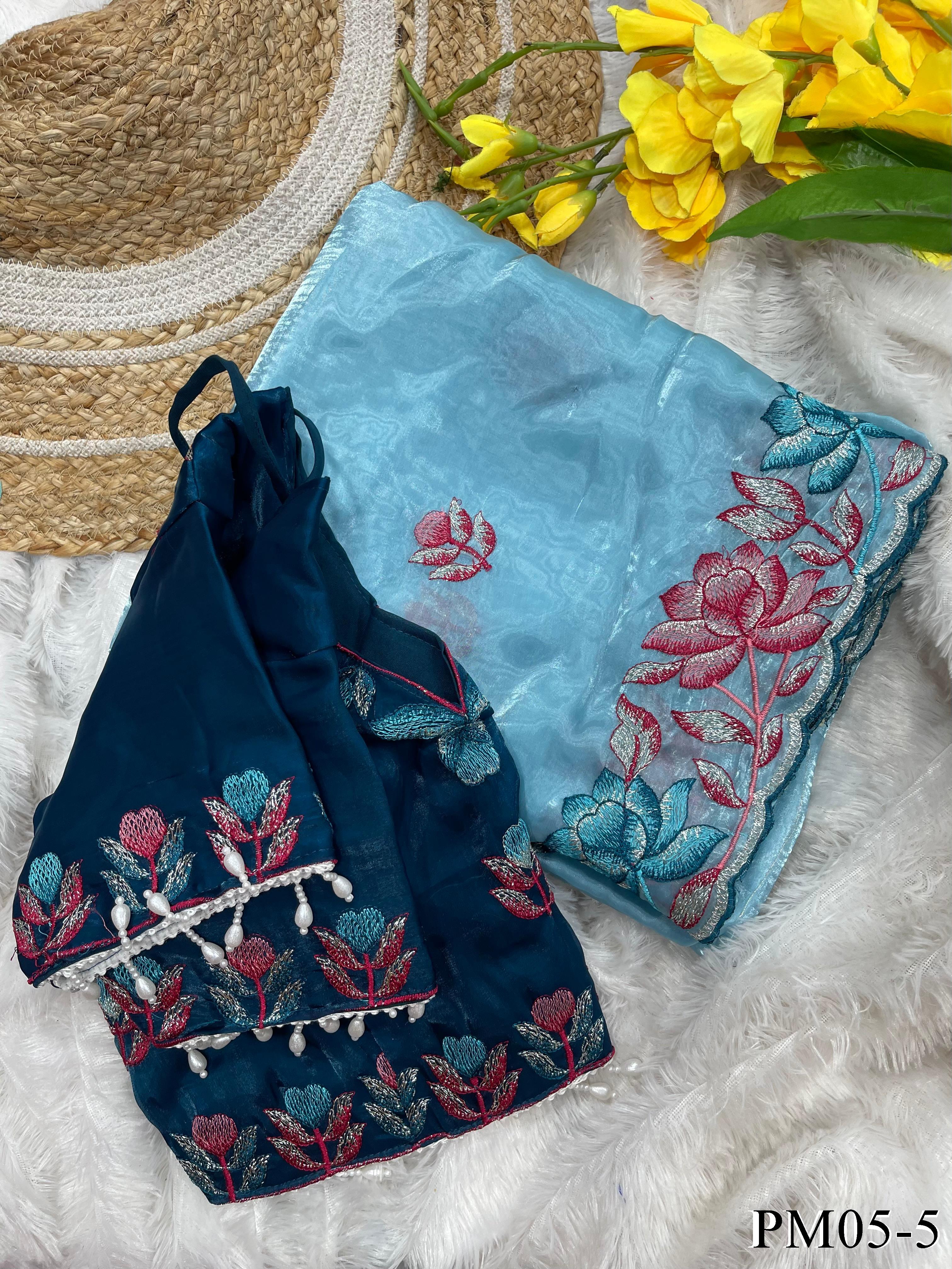 Soft Zimmy Choo With Beautifull Embroidery Work Saree