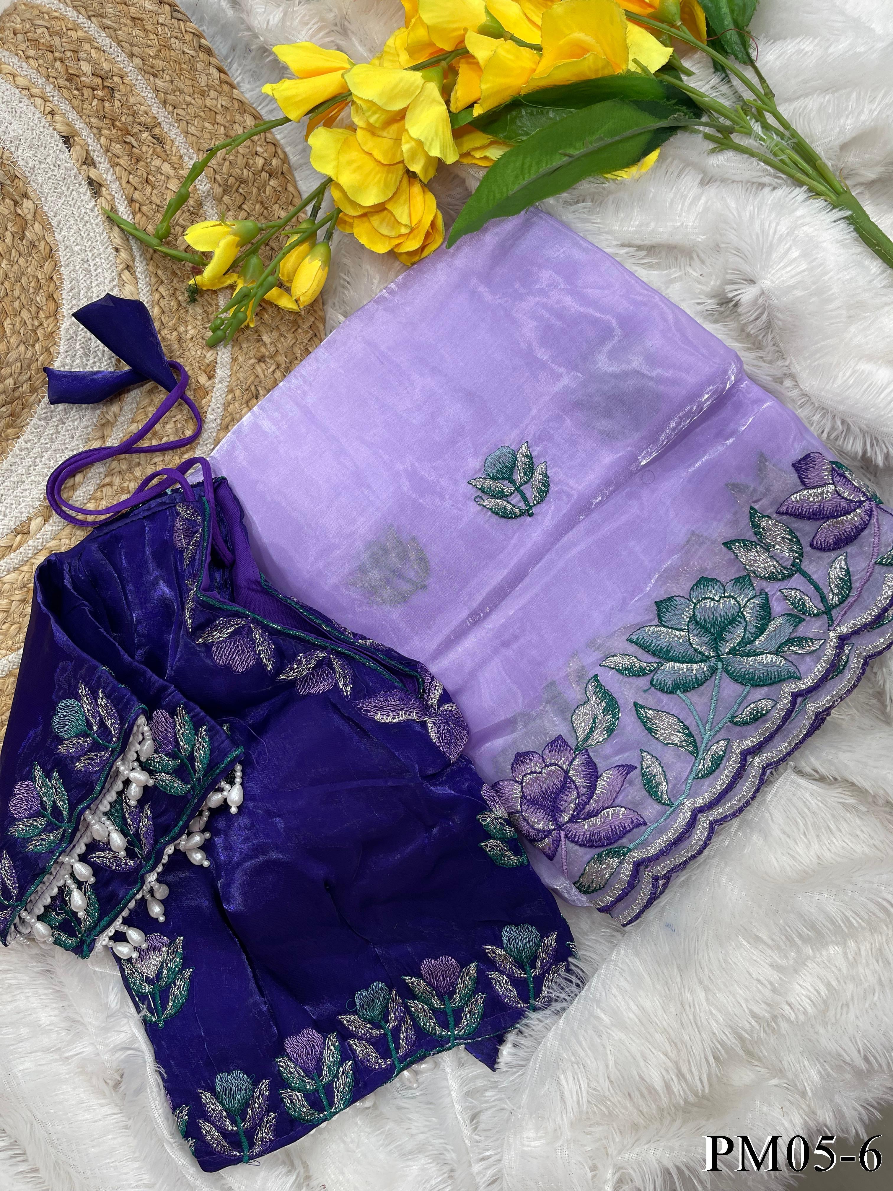 Soft Zimmy Choo With Beautifull Embroidery Work Saree