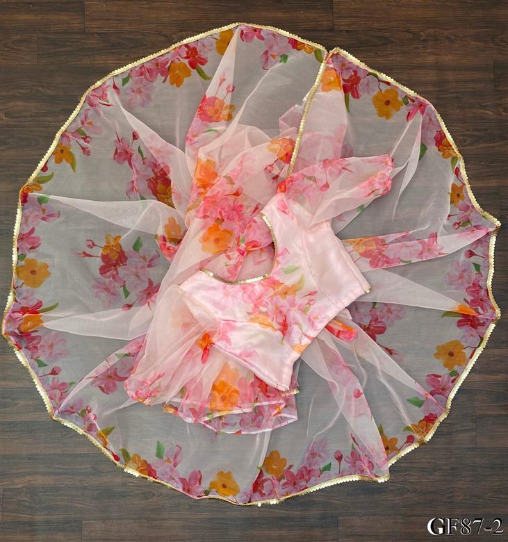 White Color Heavy Organza Fabric With Digital Print Saree