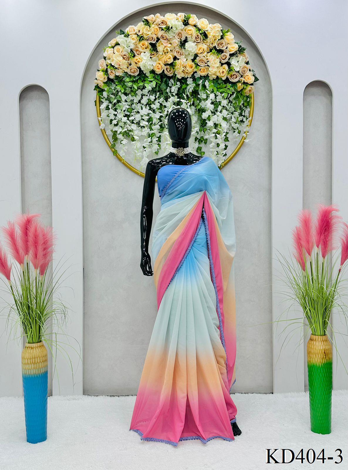 Raani Look Cassata Saree With Fancy Lace Work