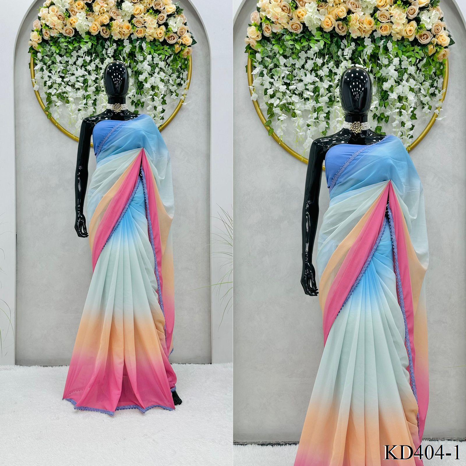 Raani Look Cassata Saree With Fancy Lace Work