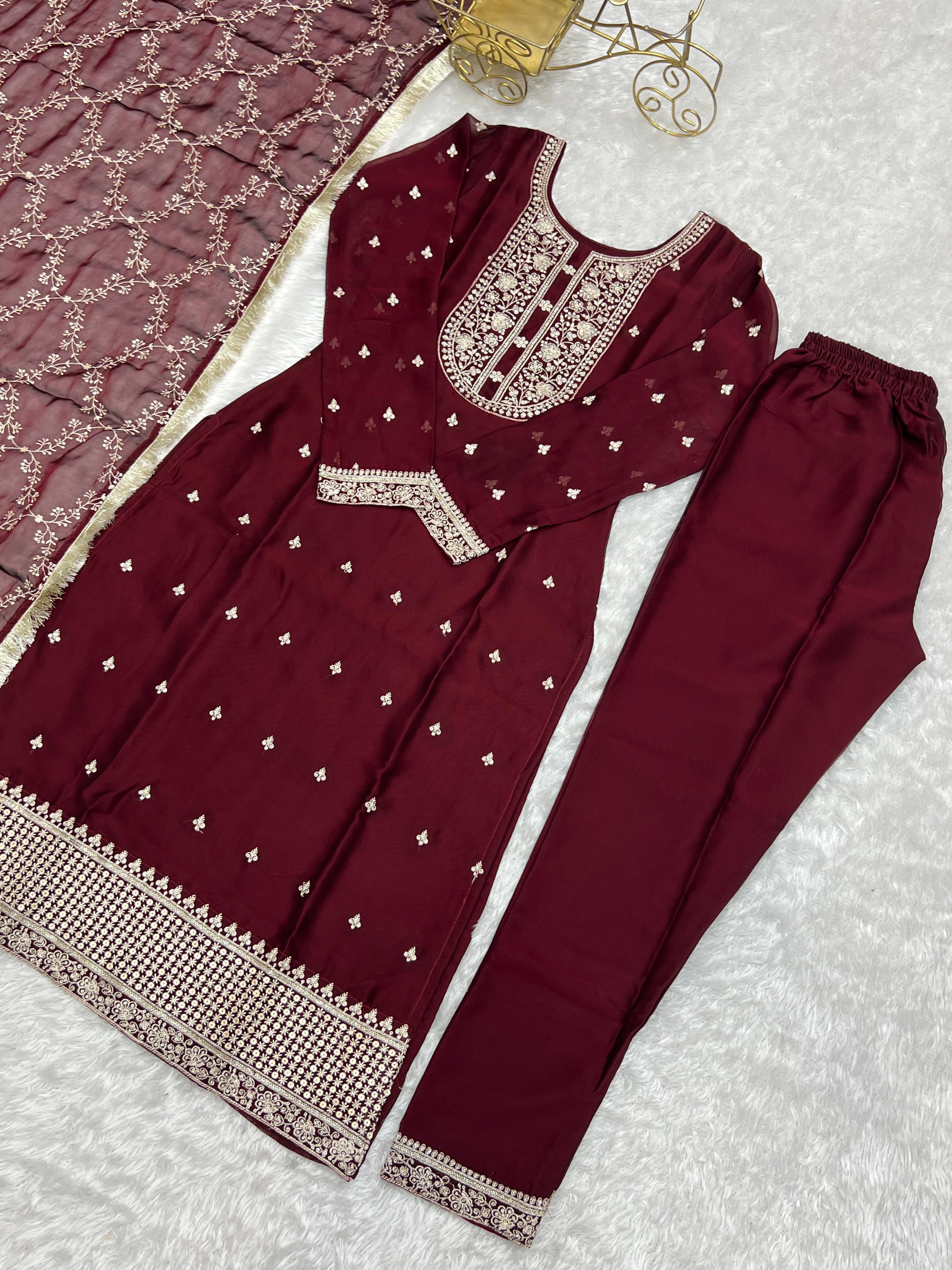 Rangoli Silk Embroidery Sequence & Thread Work Kurti