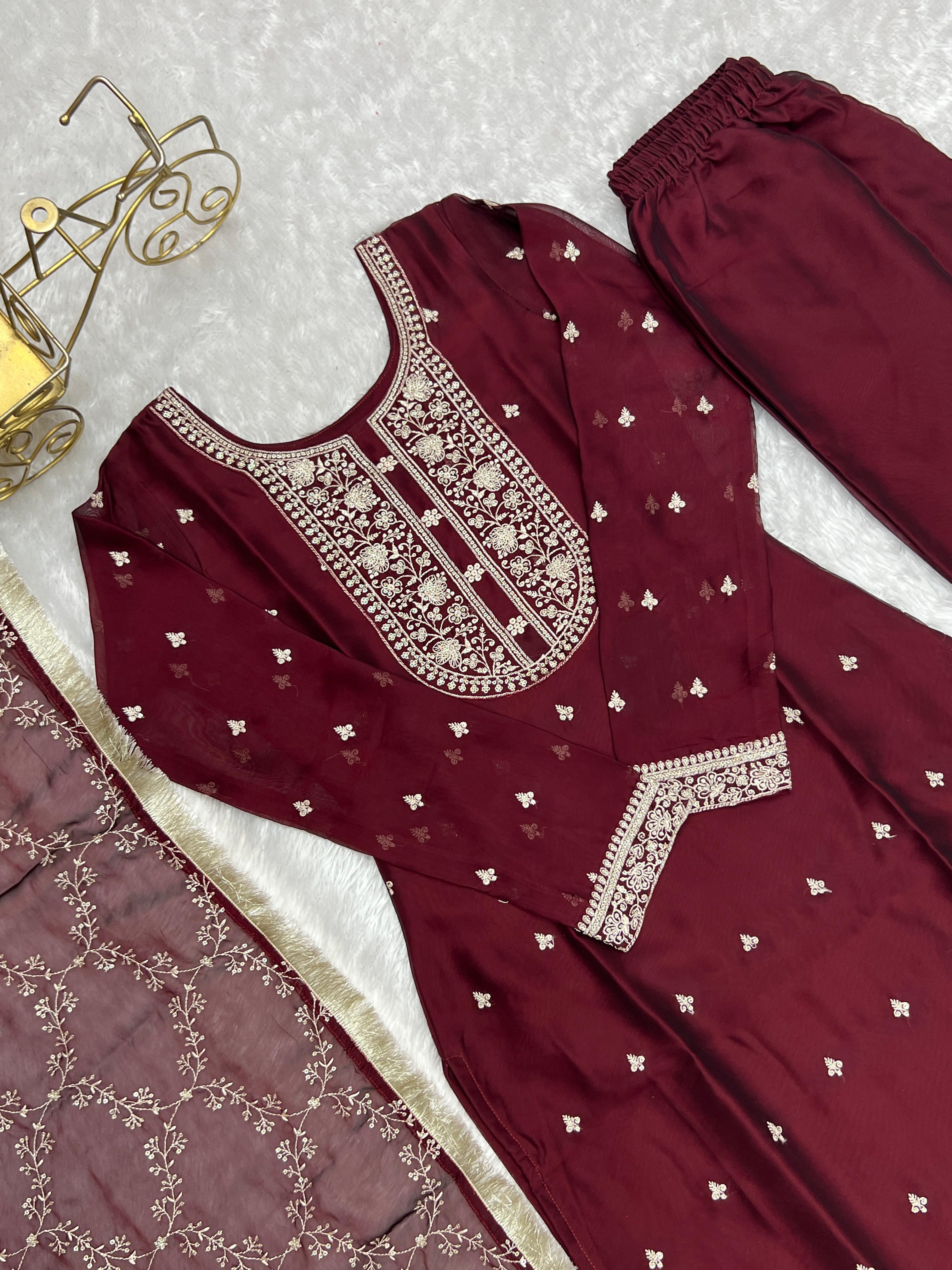 Rangoli Silk Embroidery Sequence & Thread Work Kurti