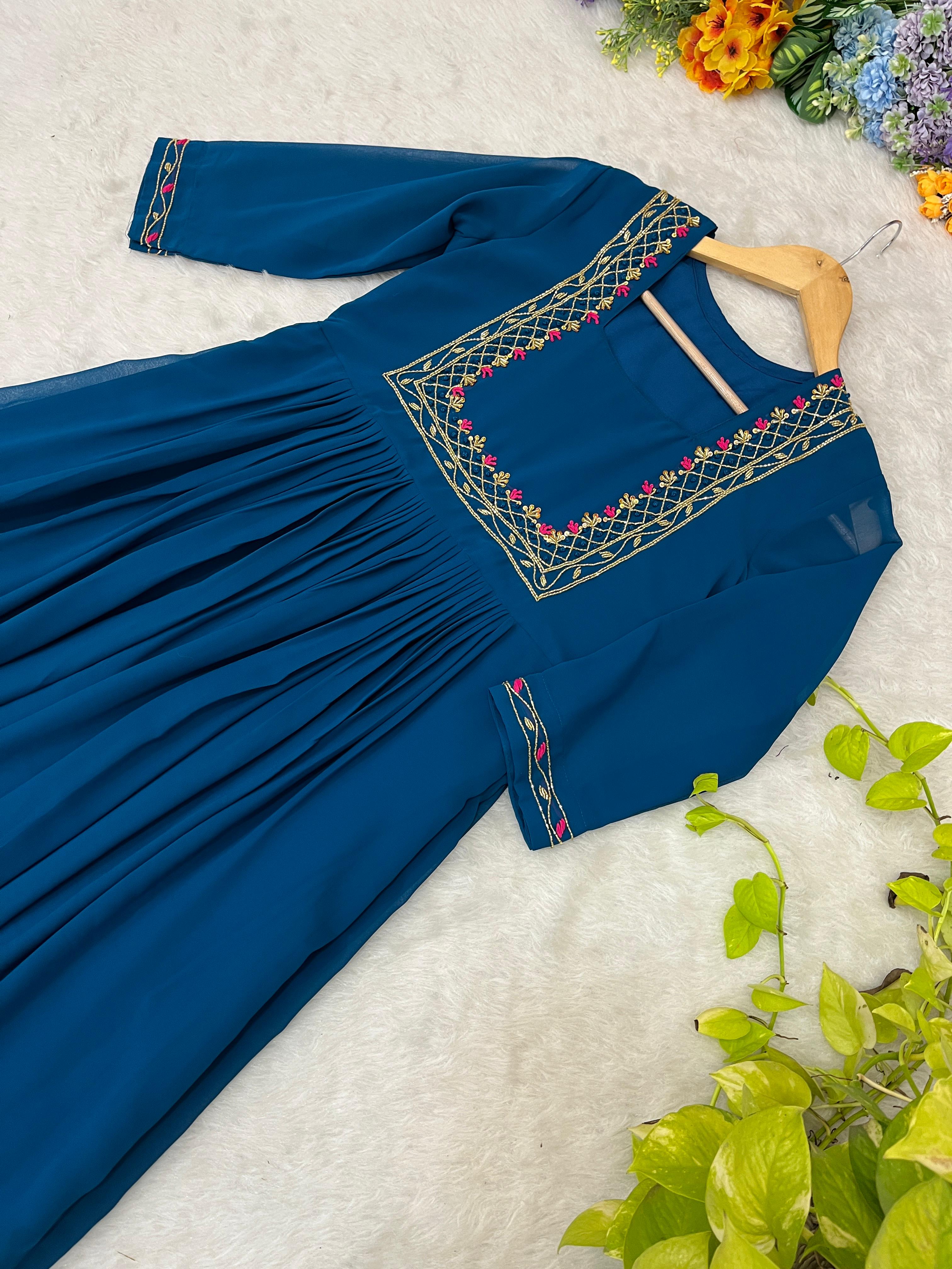 Fox Georgette And hand Work Caddana with sequence Work Kurti