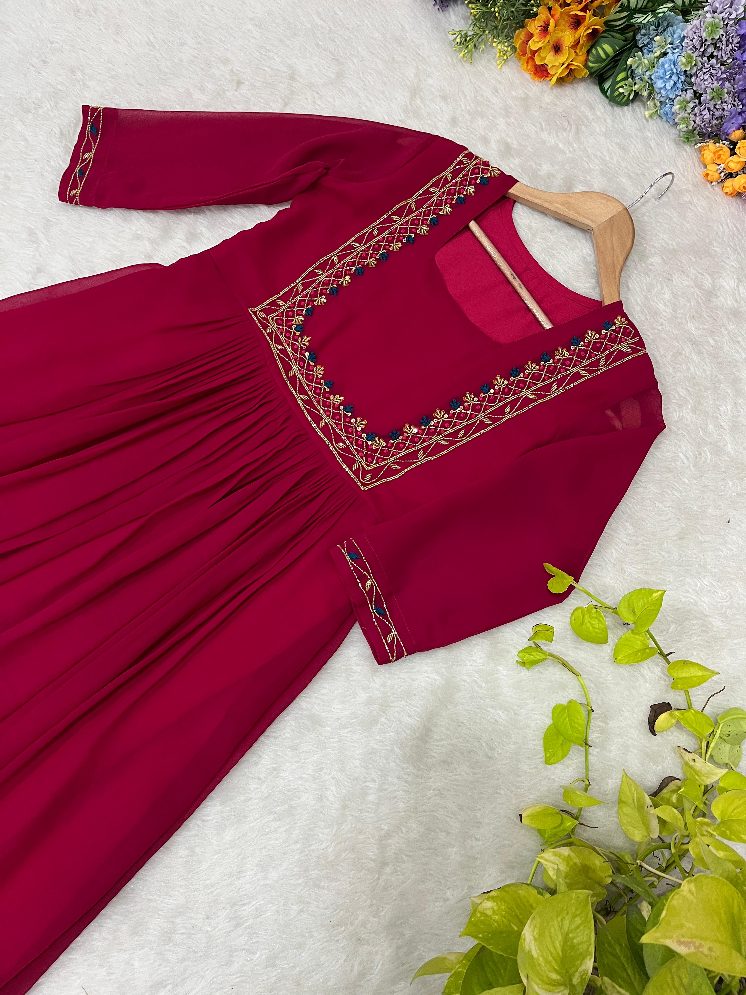 Fox Georgette And hand Work Caddana with sequence Work Kurti