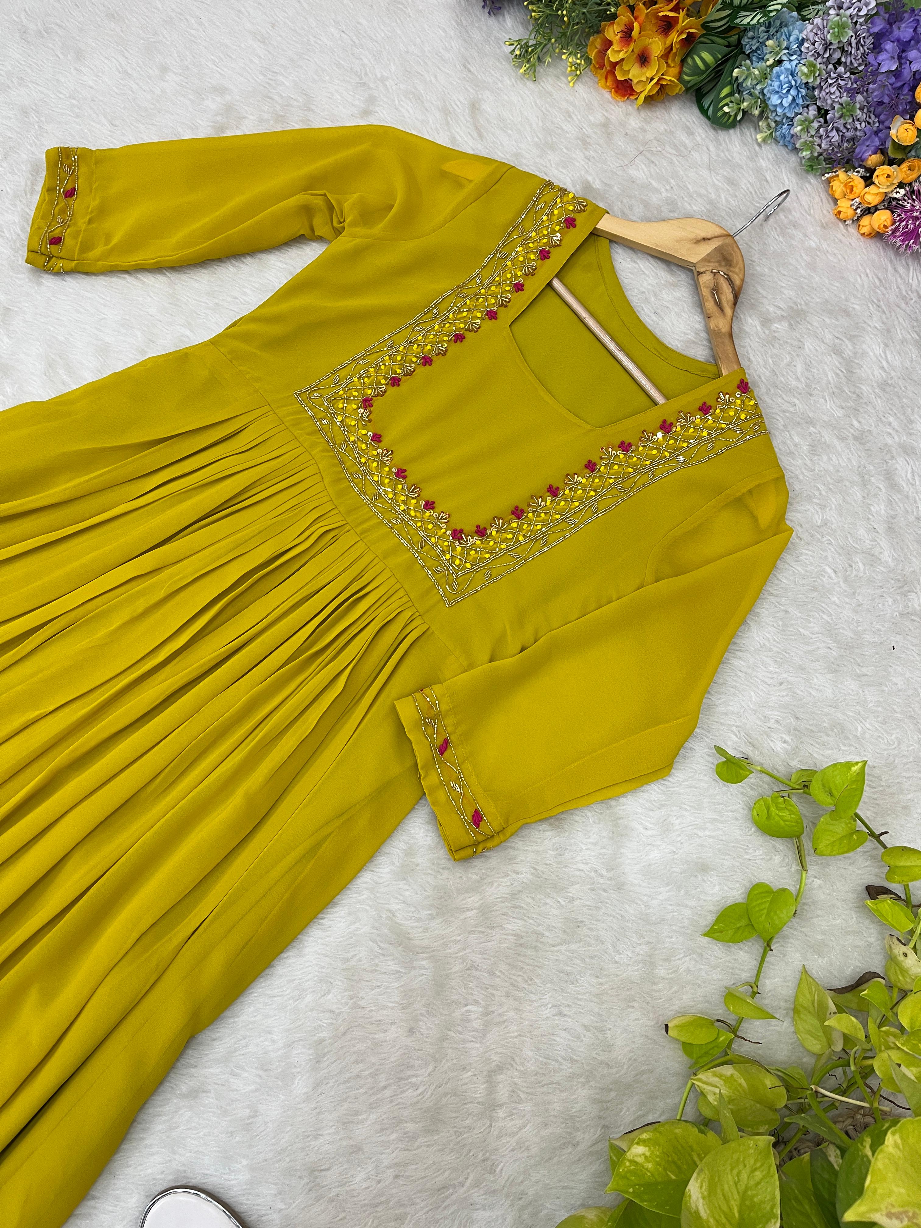 Fox Georgette And hand Work Caddana with sequence Work Kurti