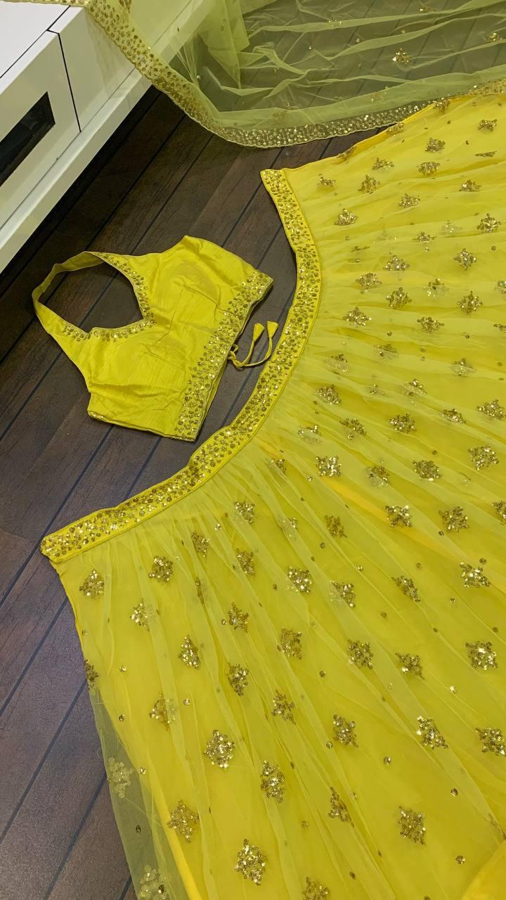 Cotton Silk Embroidered Blouse with Double Layer Lehenga