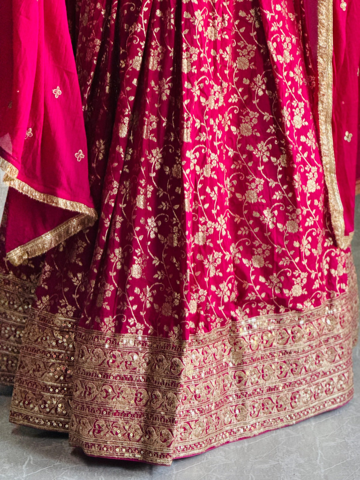 Pure Viscos Banarsi silk With  Heavy Thread and Sequence Work Lehenga