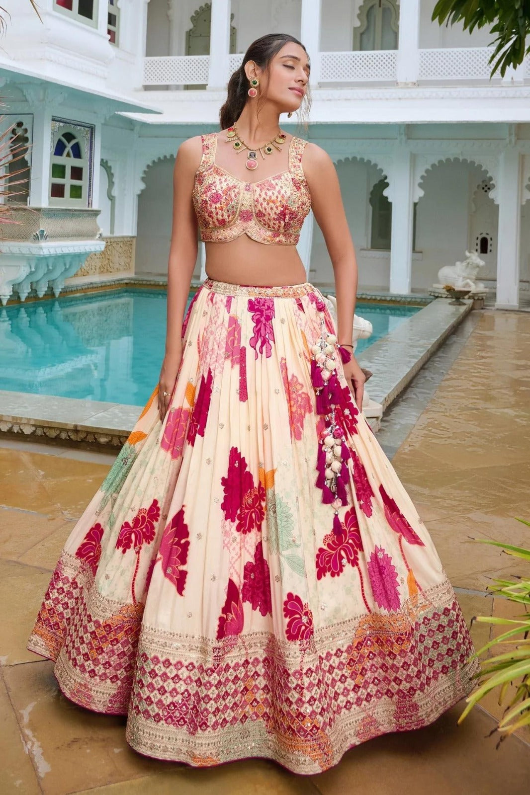 Chinon With Embroidery Codding Sequence Design Work Lehenga choli