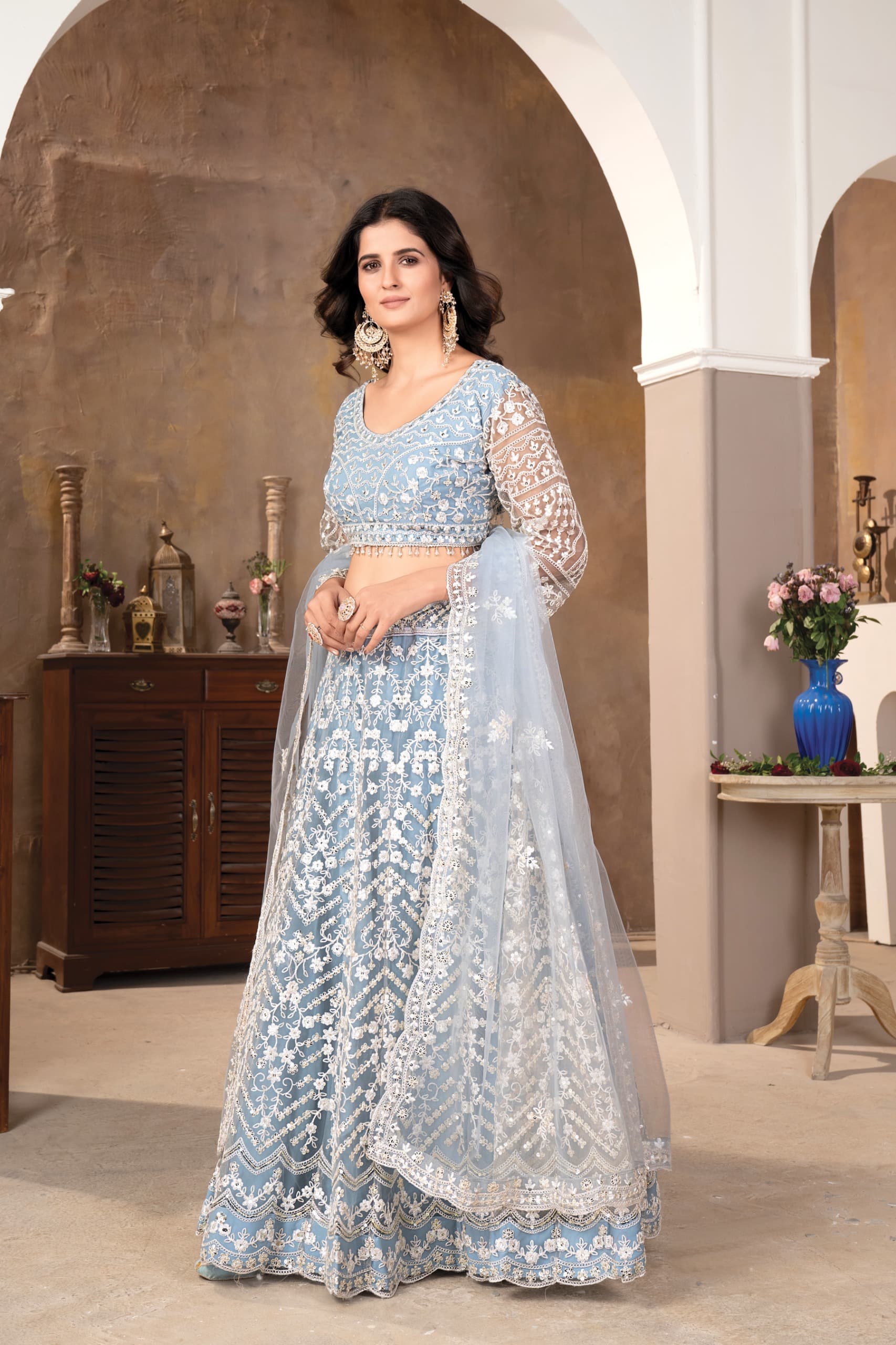 Embellished with Heavy Sequins and Coding Work Lehenga