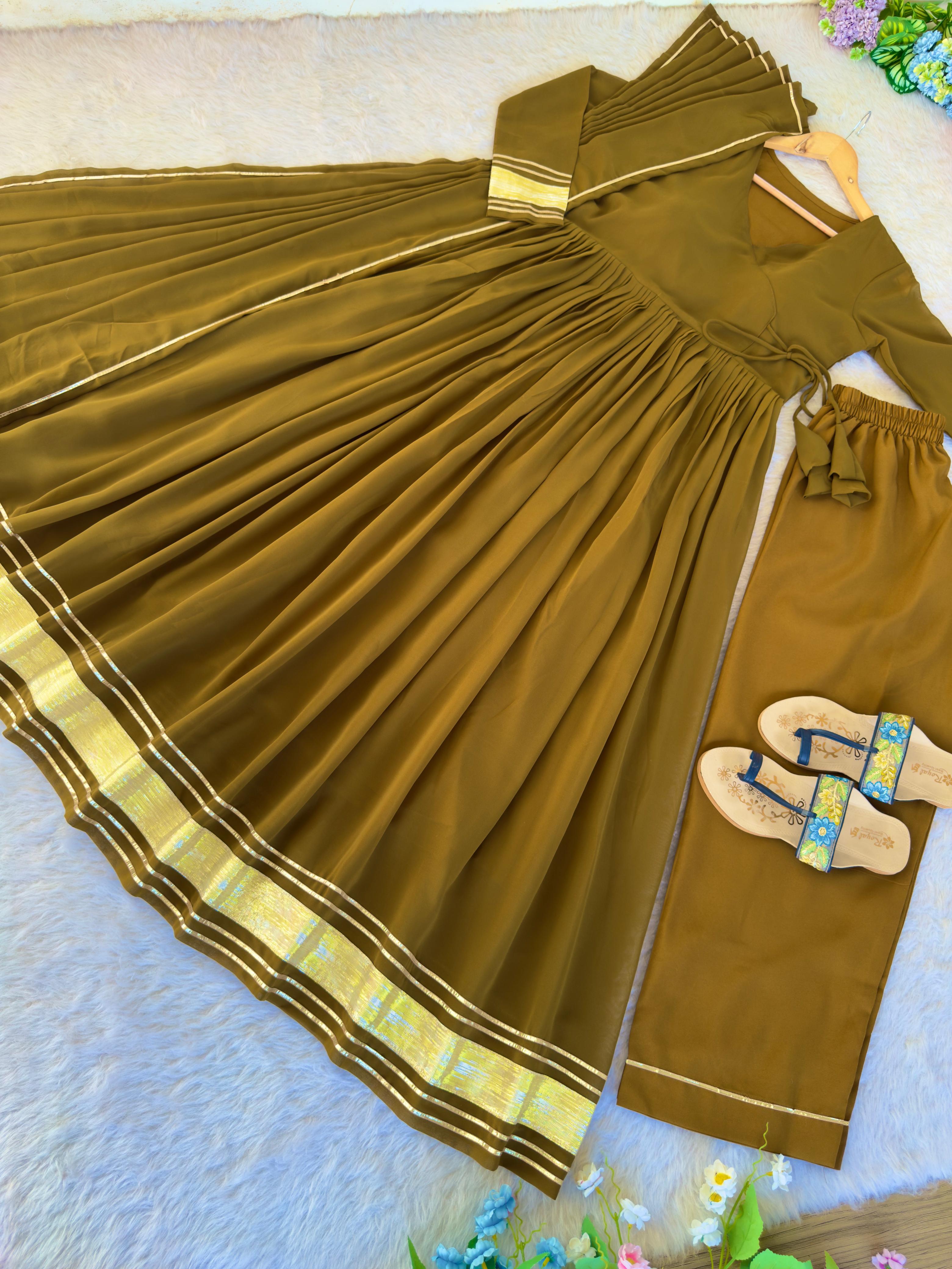 Pure Fox Georgette With Heavy Butter Cotton Gown