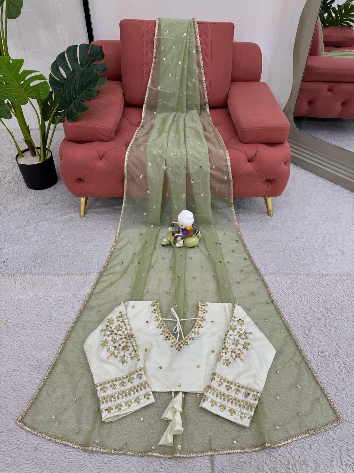 Havy Twill NetThred & Sequnce with Fancy Lace Saree