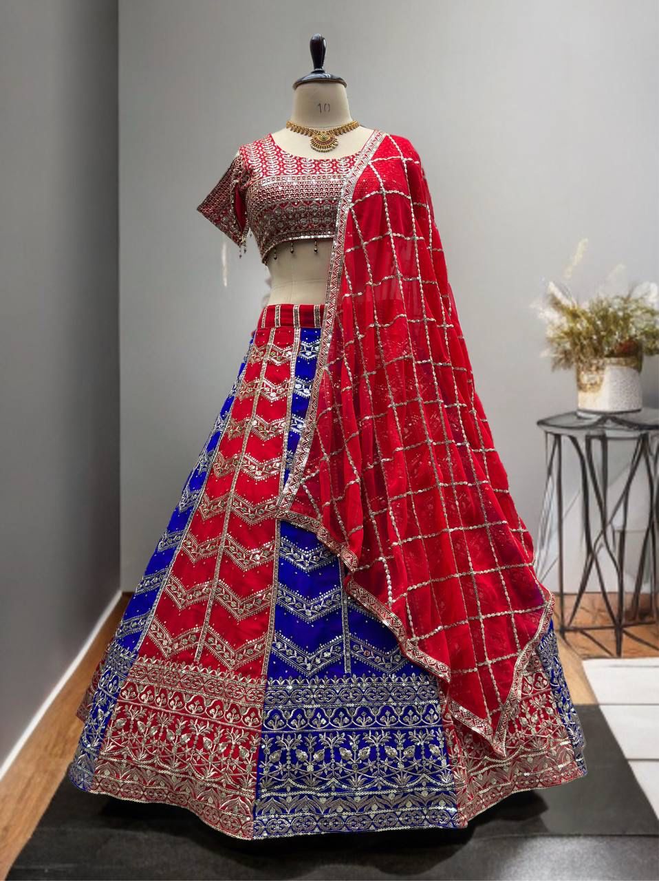 Heavy Designer Embroidery Sequence Work Lehenga With Canvas Patta