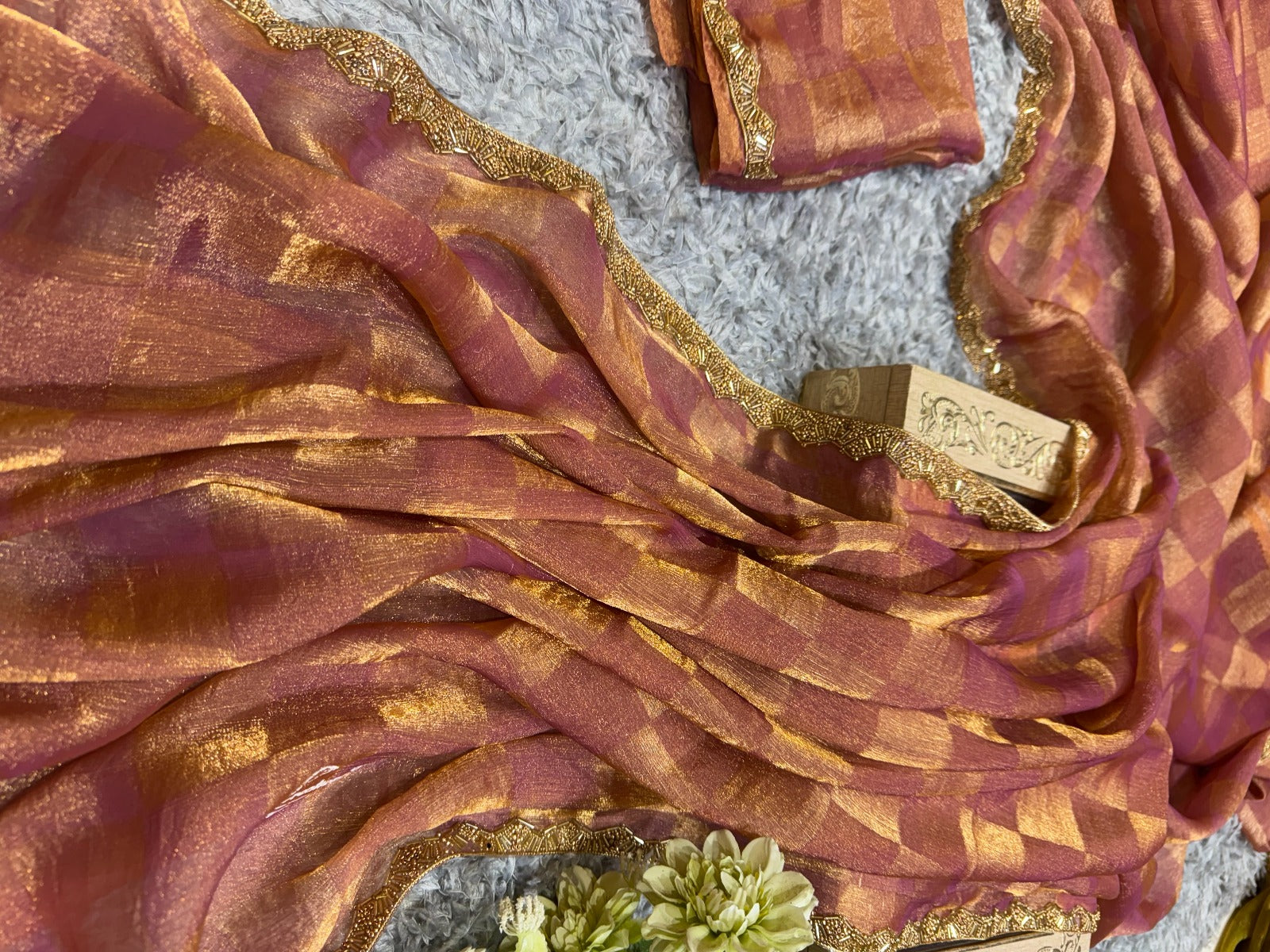 Box pattern in space silk Saree