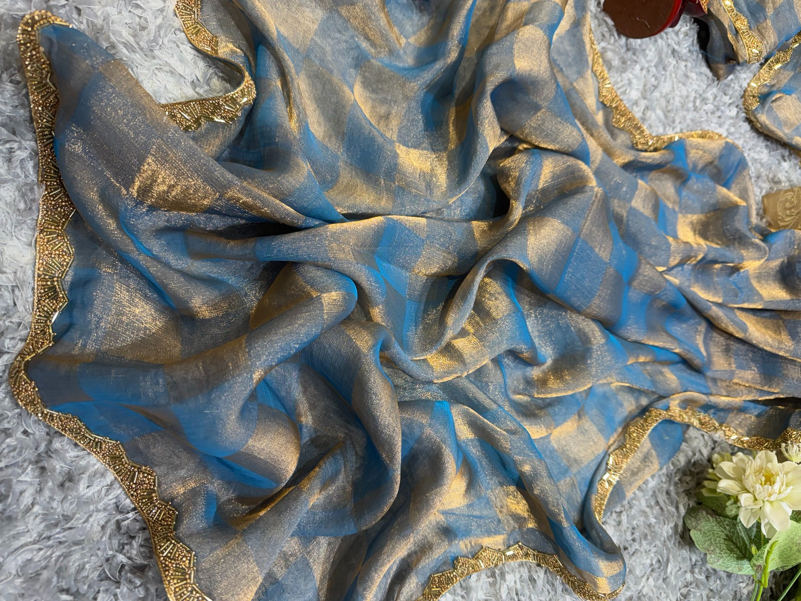 Box pattern in space silk Saree