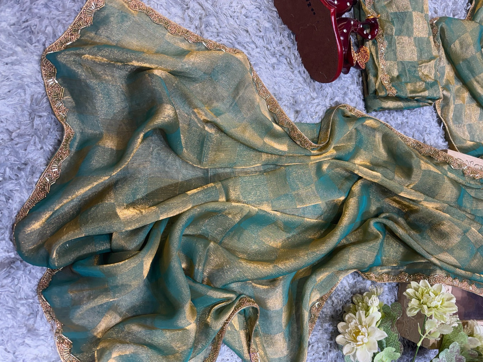 Box pattern in space silk Saree
