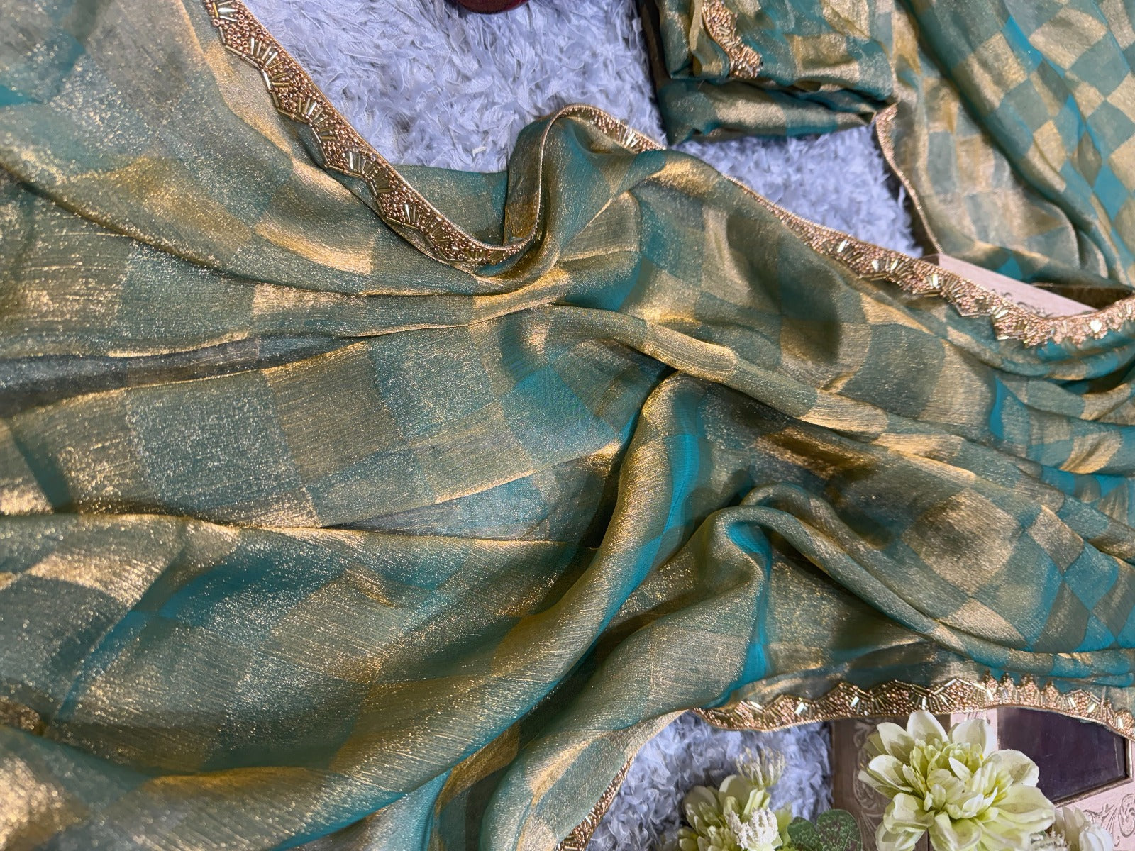 Box pattern in space silk Saree