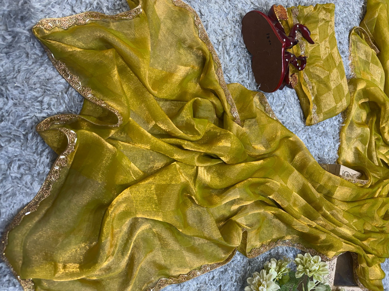 Box pattern in space silk Saree