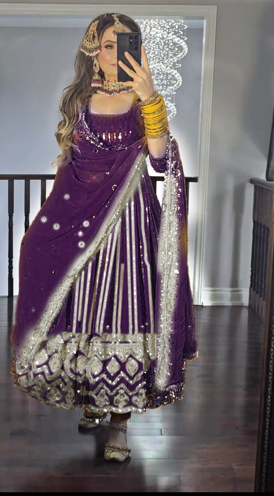 Havy Fox Goargate With Embroidery WOrk With Full Sleeves Micro Cotton Gown