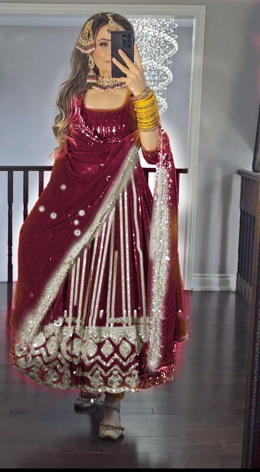 Havy Fox Goargate With Embroidery WOrk With Full Sleeves Micro Cotton Gown