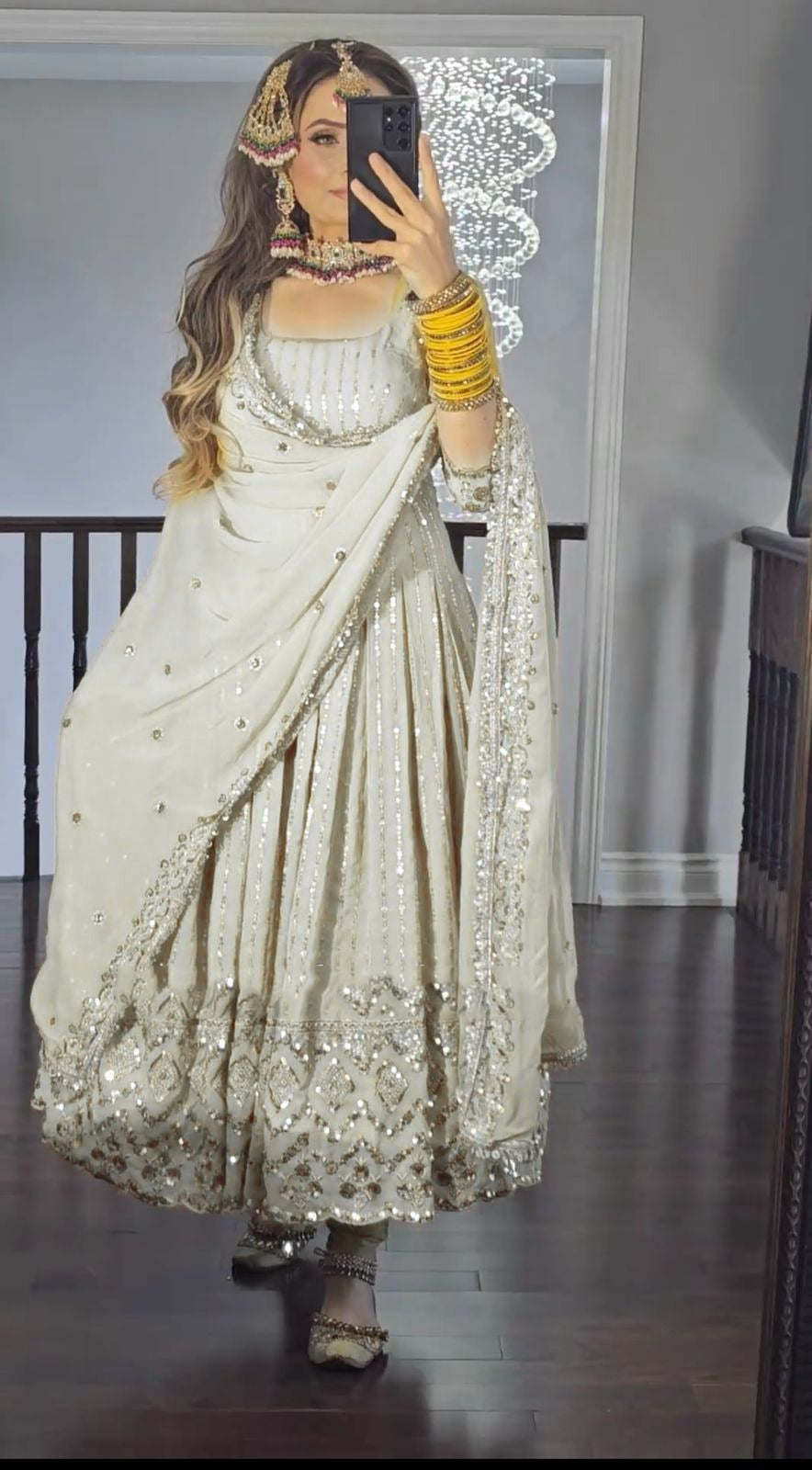 Havy Fox Goargate With Embroidery WOrk With Full Sleeves Micro Cotton Gown