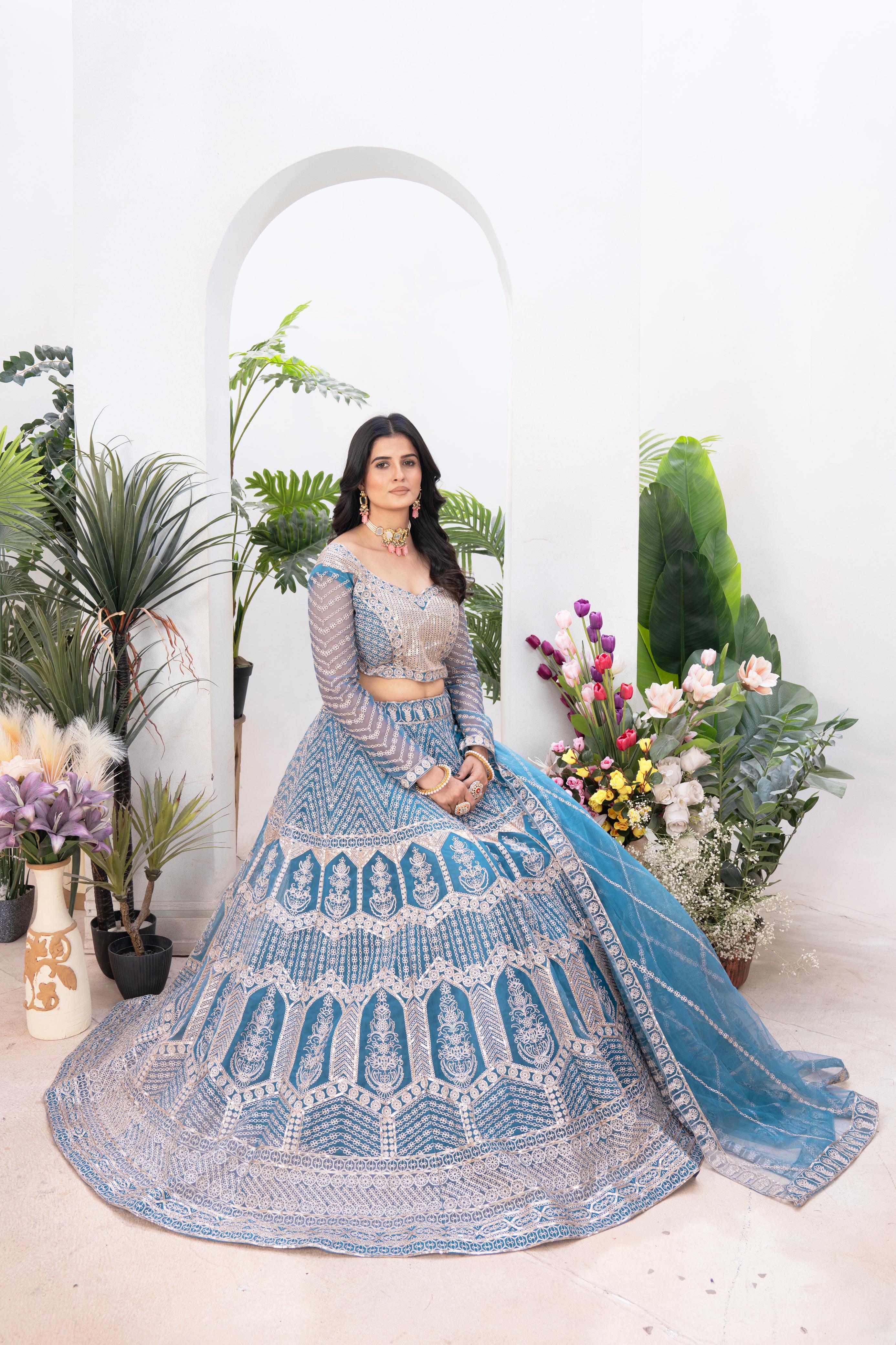 Traditional With Net Embroidery Sequence Design Work Lehenga Choli