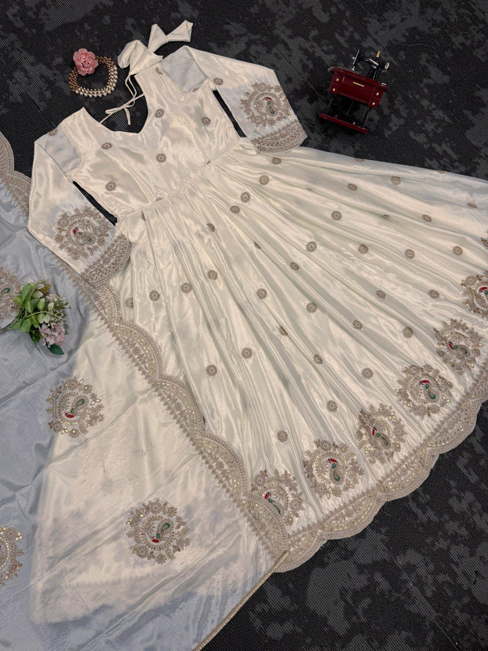 CHINON SILK WITH CODEING SEQUNCE GOWN