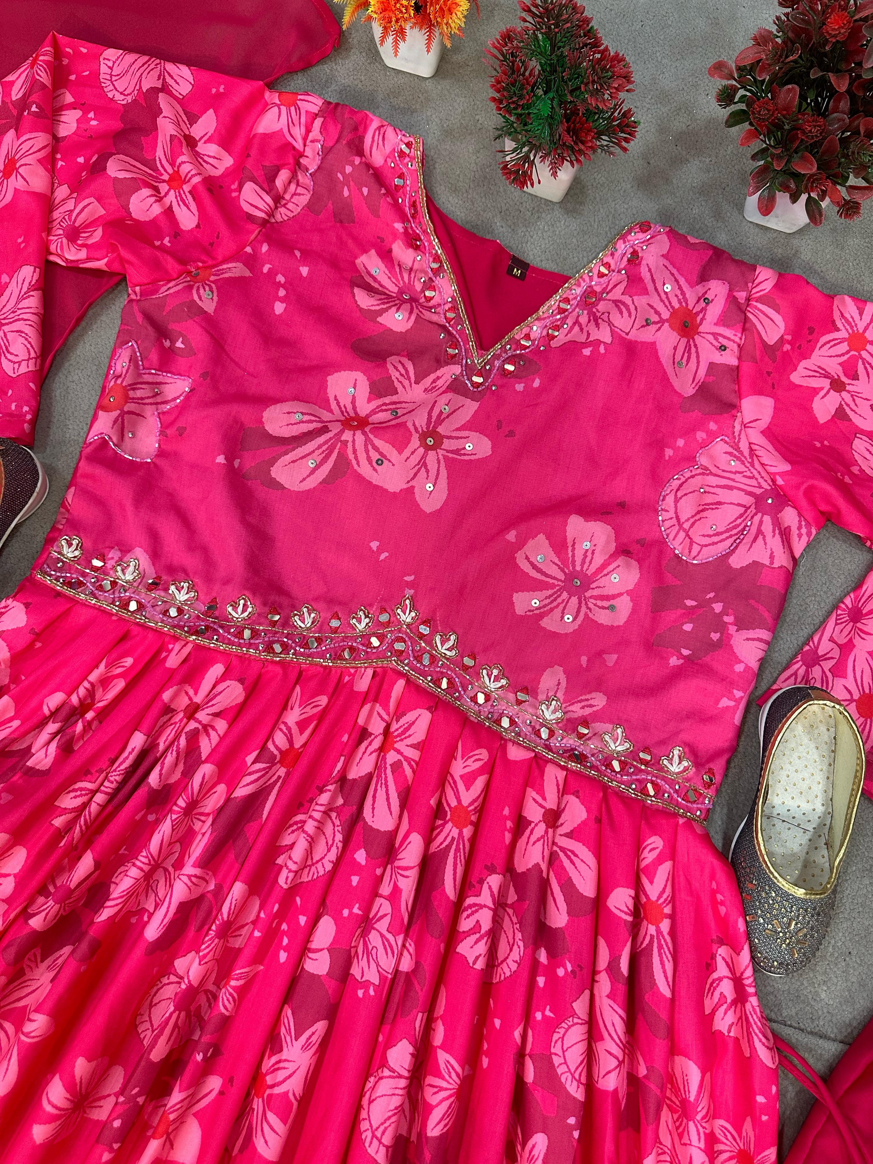 Maslin Silk With Digital Print With Hand Work Top Pent