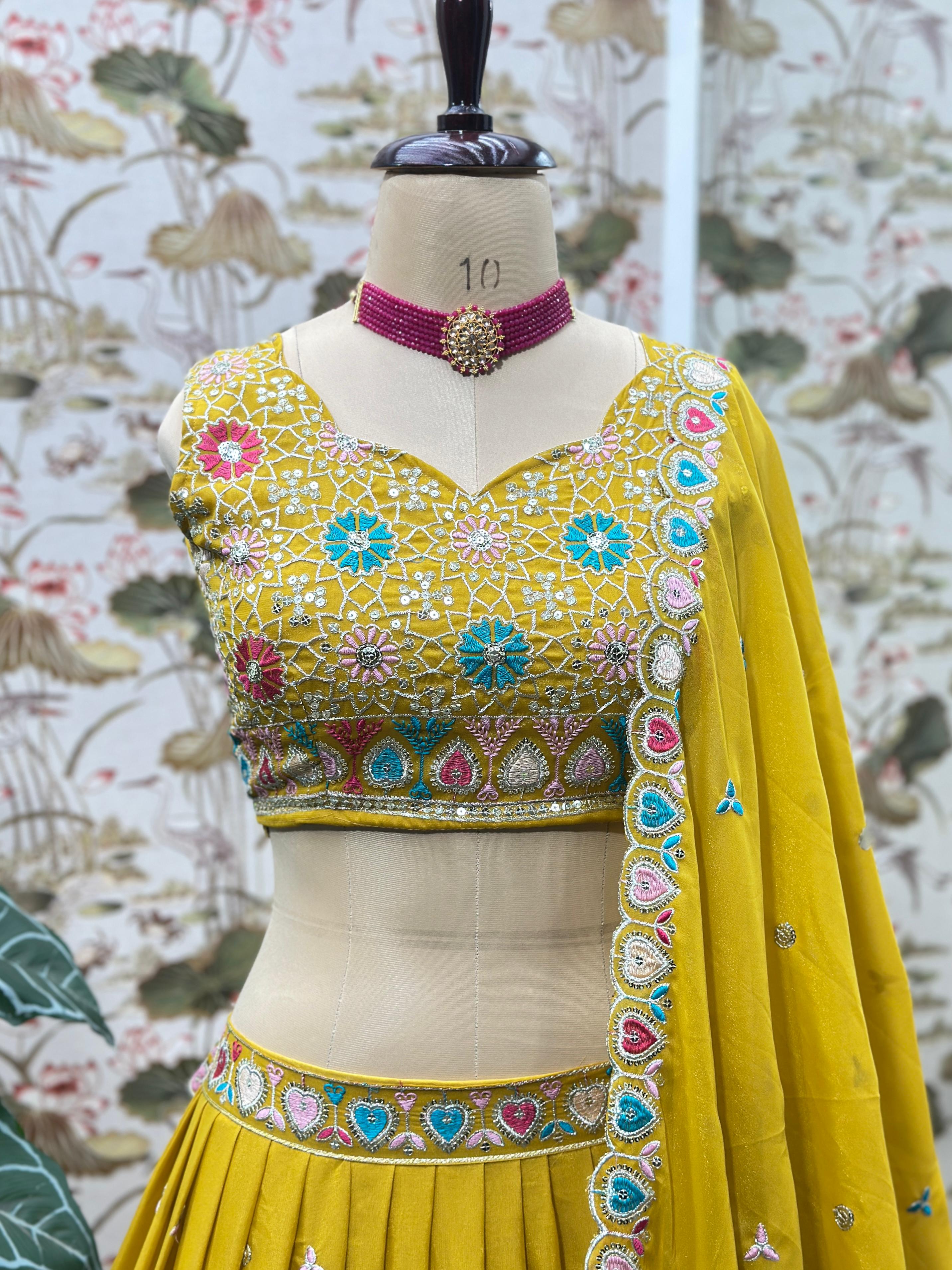 Star Georgeet Embroidery Sequence Work Lehenga Choli