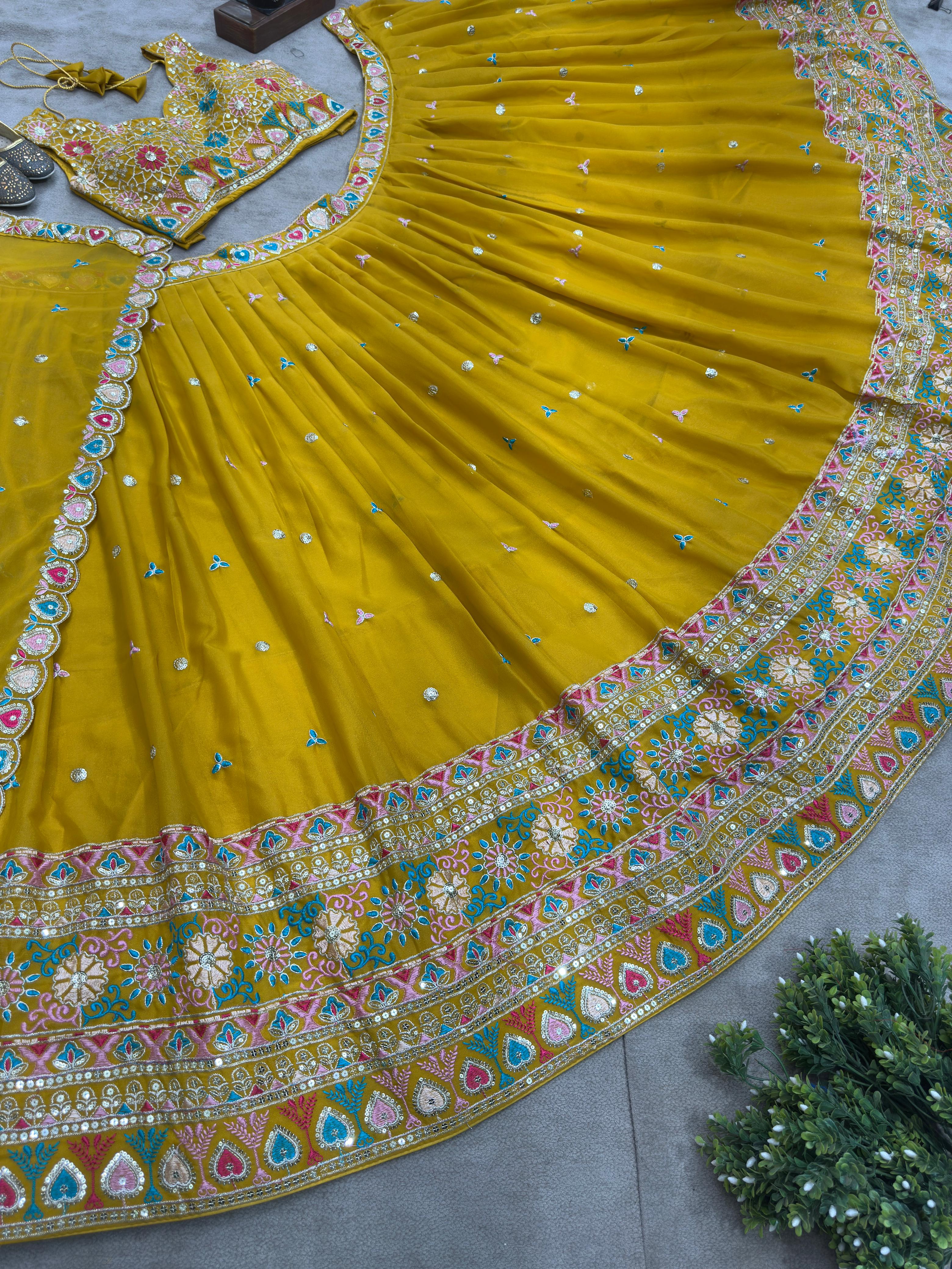 Star Georgeet Embroidery Sequence Work Lehenga Choli